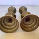 Pair of brass candlesticks with spikes
