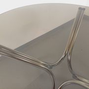 Vintage round dining table in smoked glass and chromed metal, Space Age style, from the 70s