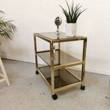 Serving table in brass and glass