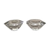 Duo of octagonal transparent crystal candle holders