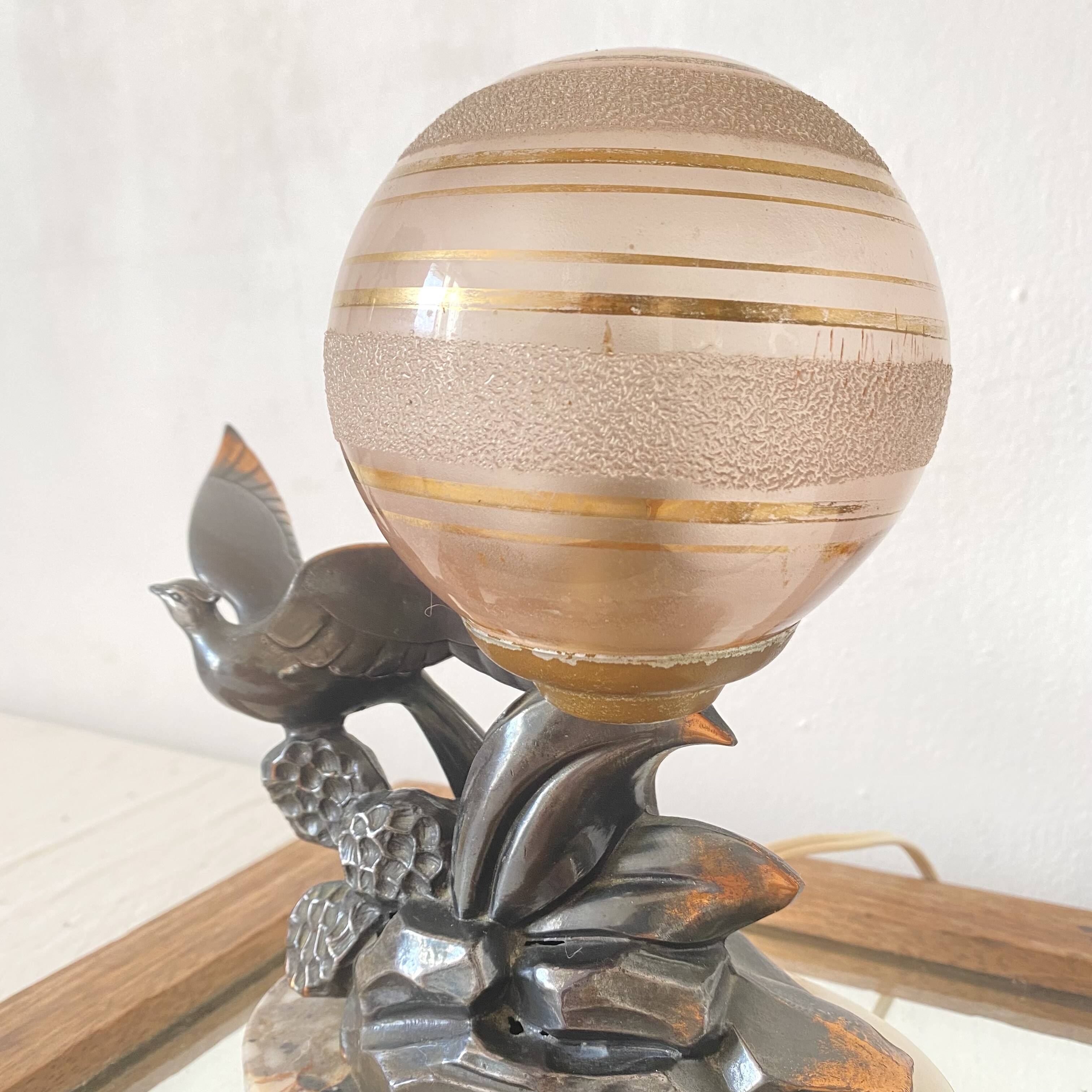 Limousin art deco night light with seagull decoration