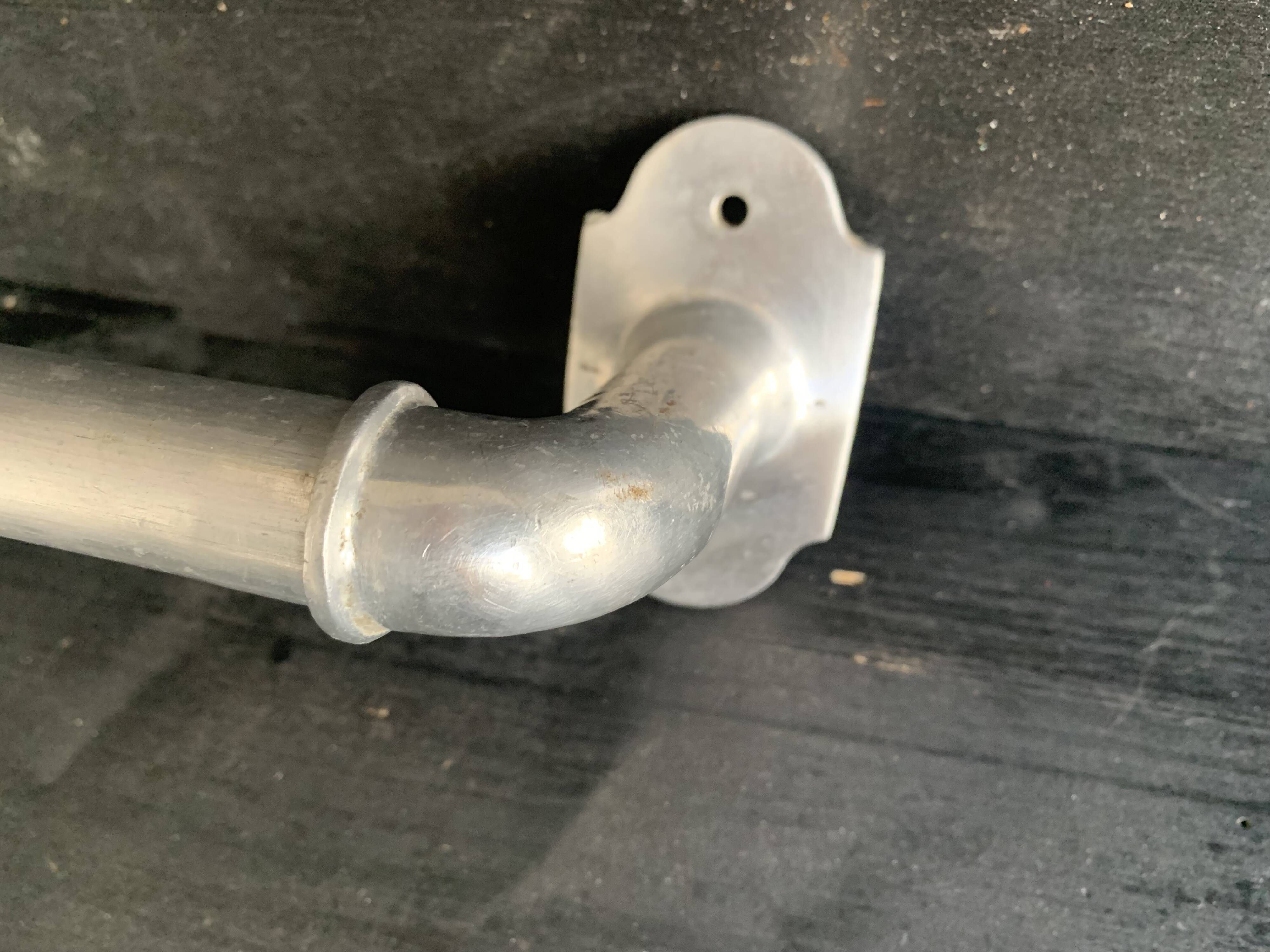 Art Deco aluminum towel rack and wall hooks, 1940