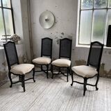 Set of 4 black lacquer chairs