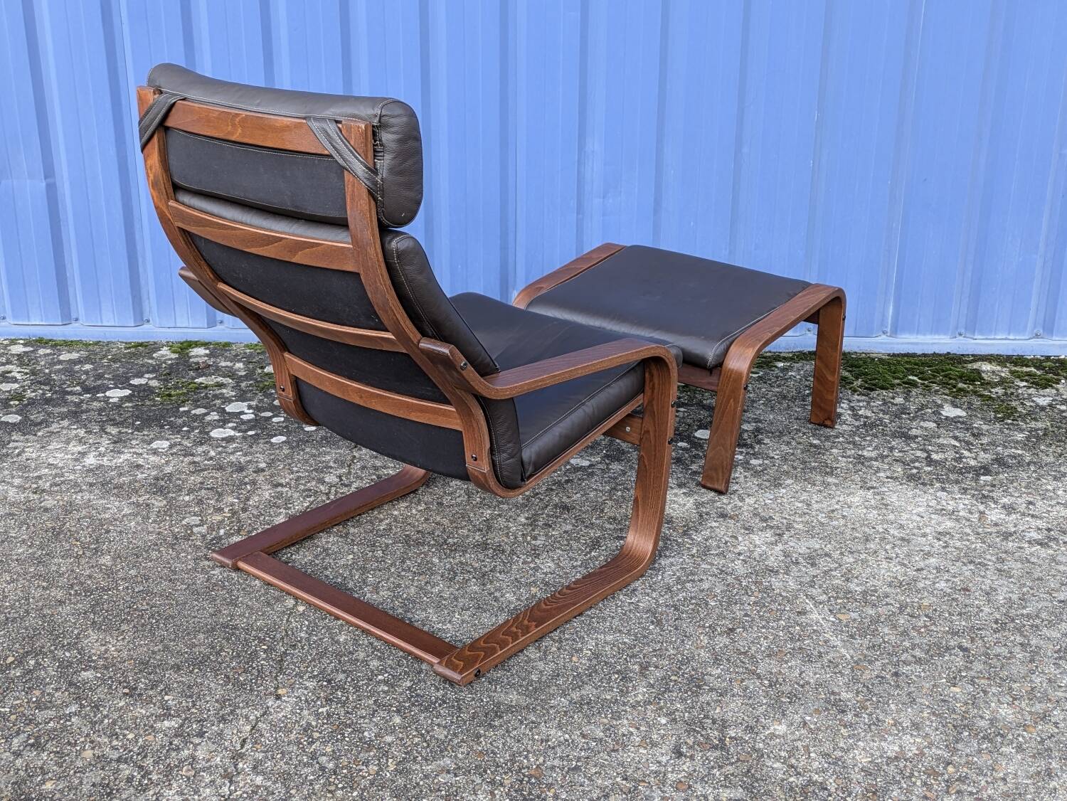 Ikea Vintage "Poang" Leather Relaxation Lounge Chair Brown
