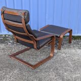 Ikea Vintage "Poang" Leather Relaxation Lounge Chair Brown