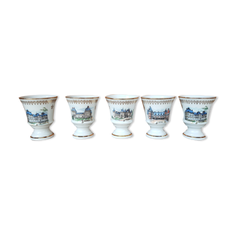 Lot de 5 tasses mazagrans mugs porcelaine vintage