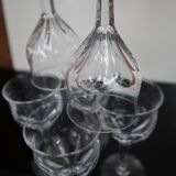 Set of 7 Val Saint Lambert crystal port glasses Nestor model