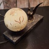 Art deco lamp marble and metal