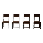 Ensemble de quatre chaises de style baroque, réhabilitées en velours marron, style suédois