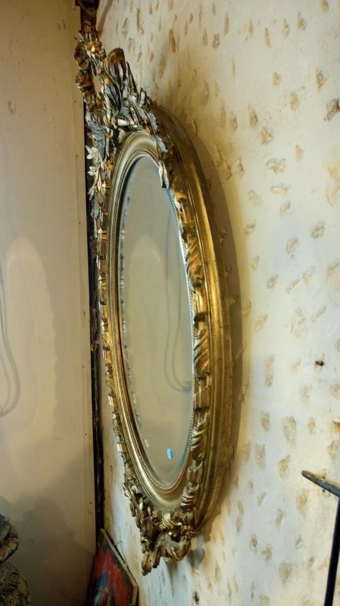 Mirror oval wood stuck and Golden State 110 x 68