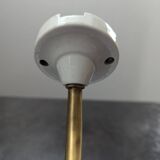 Antique smooth white opaline wall light with brass swan neck porcelain art deco 1930 diameter 25.9cm