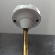 Antique smooth white opaline wall light with brass swan neck porcelain art deco 1930 diameter 25.9cm