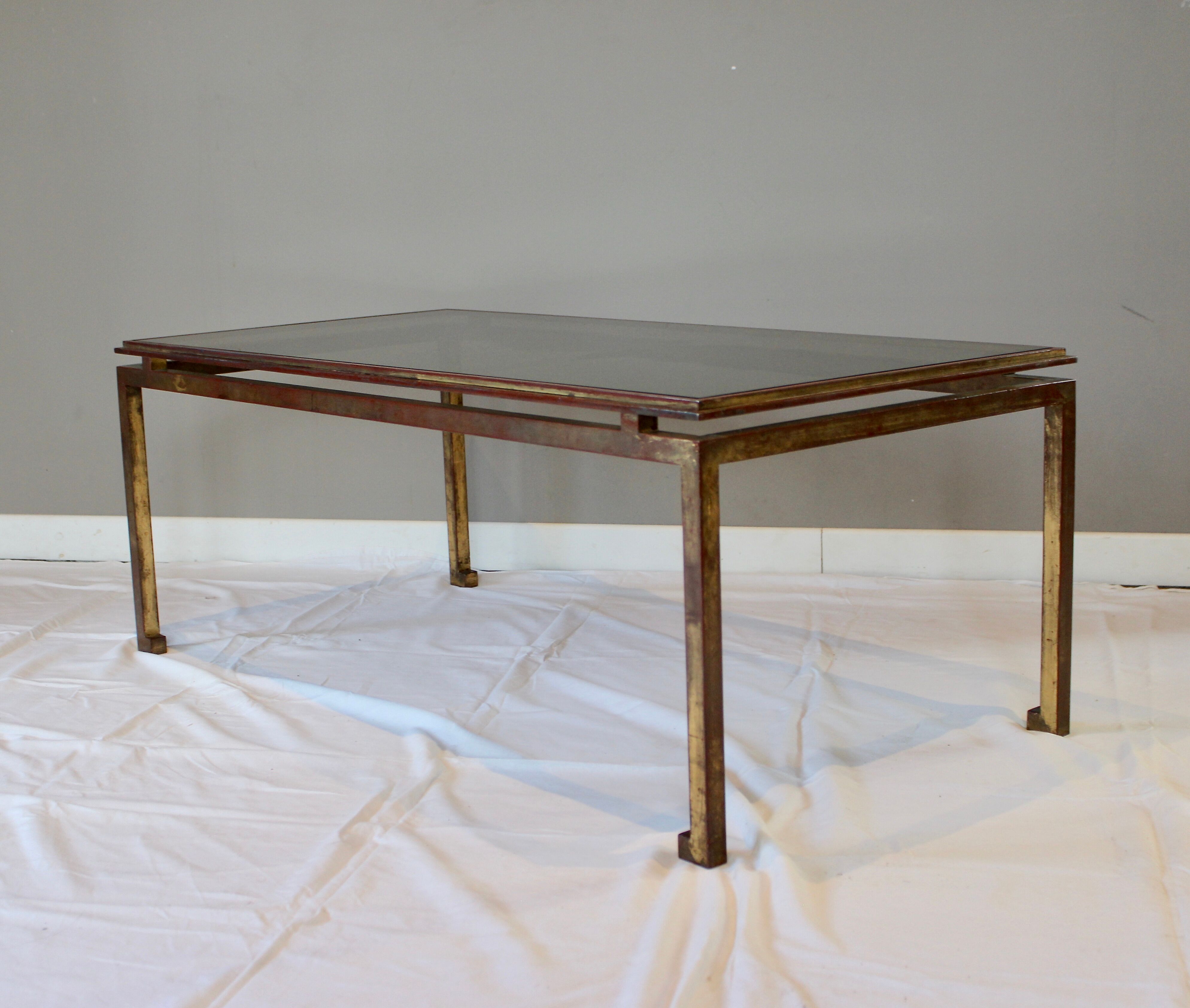 Rectangular gold wrought iron coffee table on sheet, Ramsay House