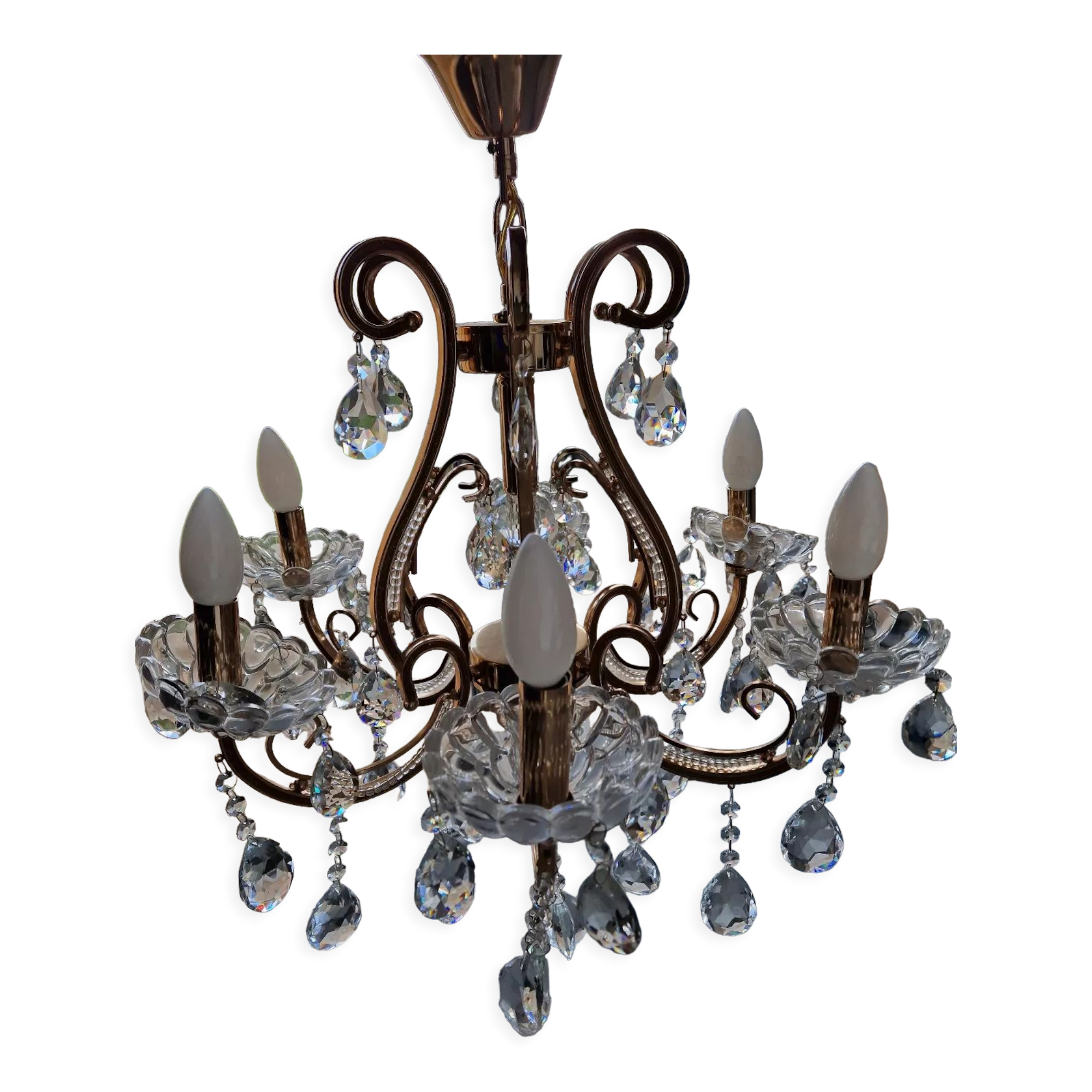 Rose gold chandelier and pampilles