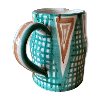 Robert Picault enamelled earthenware pitcher in Vallauris