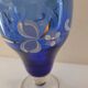Ewer/pitcher, cobalt blue glass, enameled with flowers, 1950s-60s