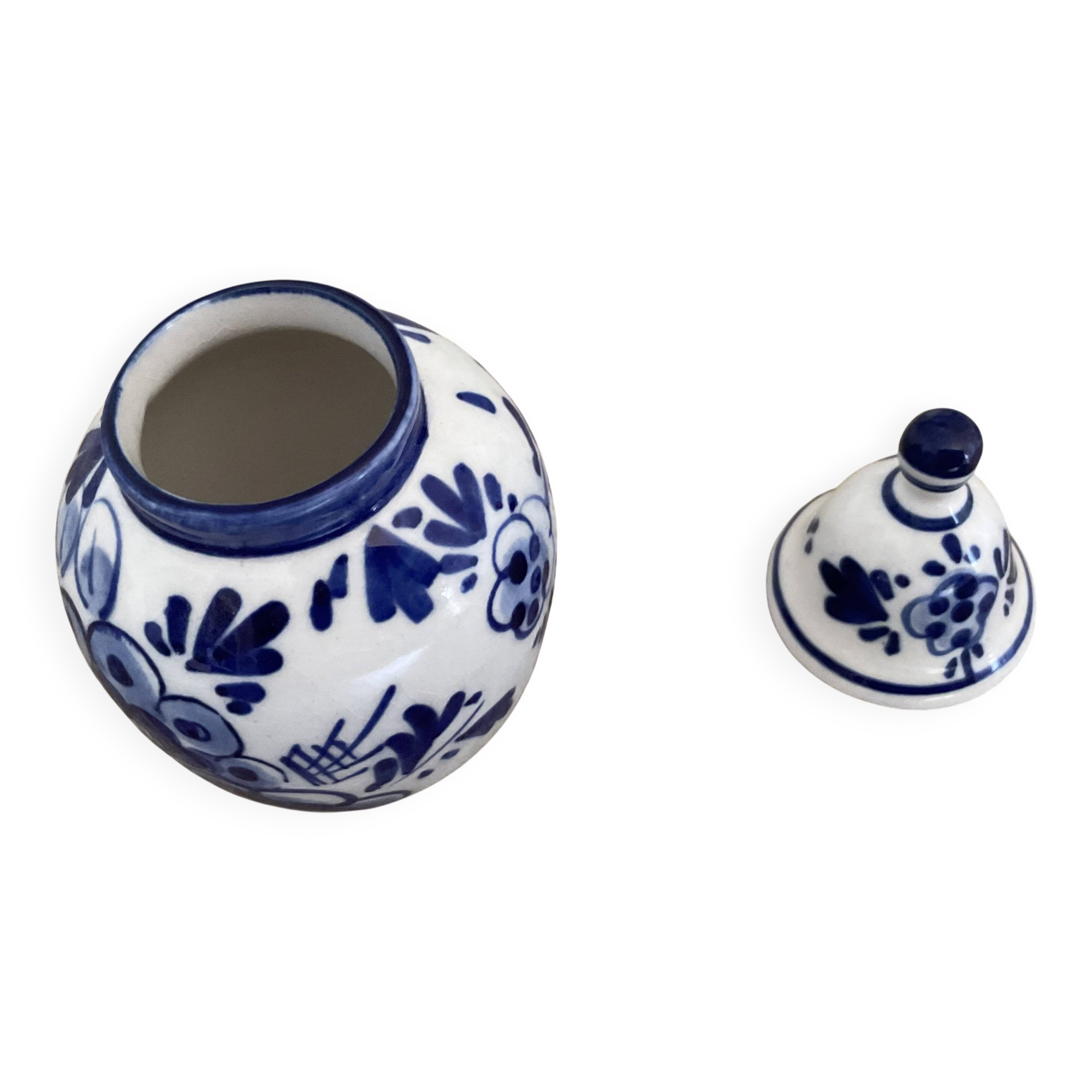 Sucrier, pot couvert en faïence bleu de Delft