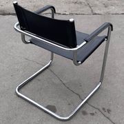 Set of 4 bauhaus cantilever chairs black leather and chrome design 80's