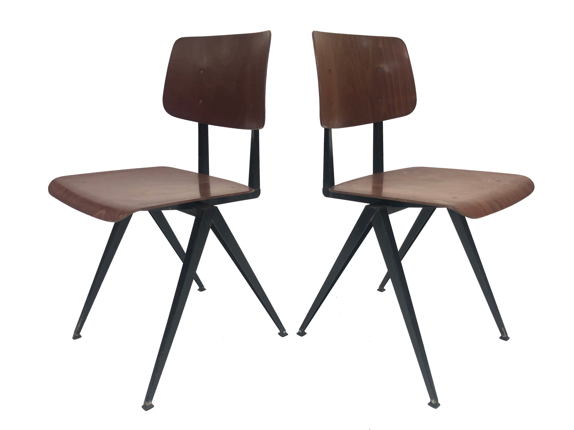 Lot of 4 vintage school chairs Galvanitas S16 Netherlands