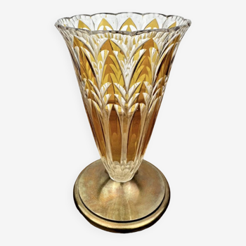Bohemian crystal pedestal vase