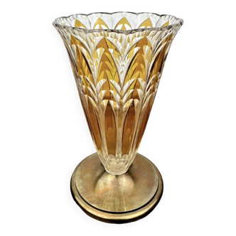 Bohemian crystal pedestal vase