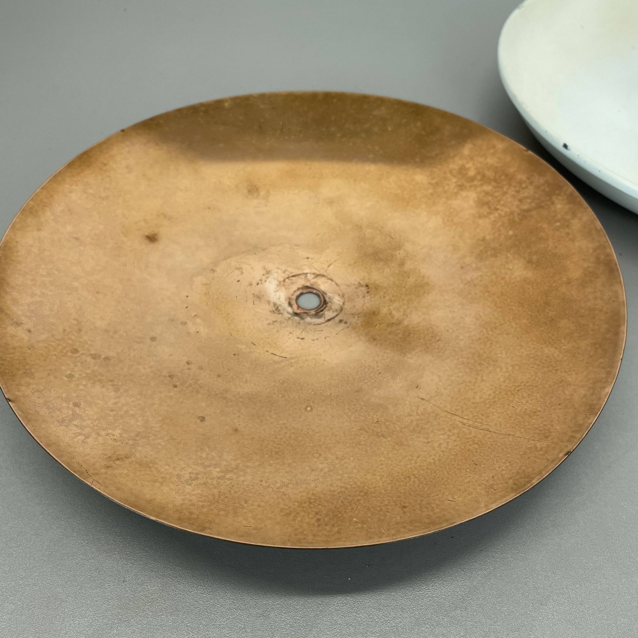 unique round metal Gino Sarfatti Style Ceiling Wall Light Flushmount Italy 1950s