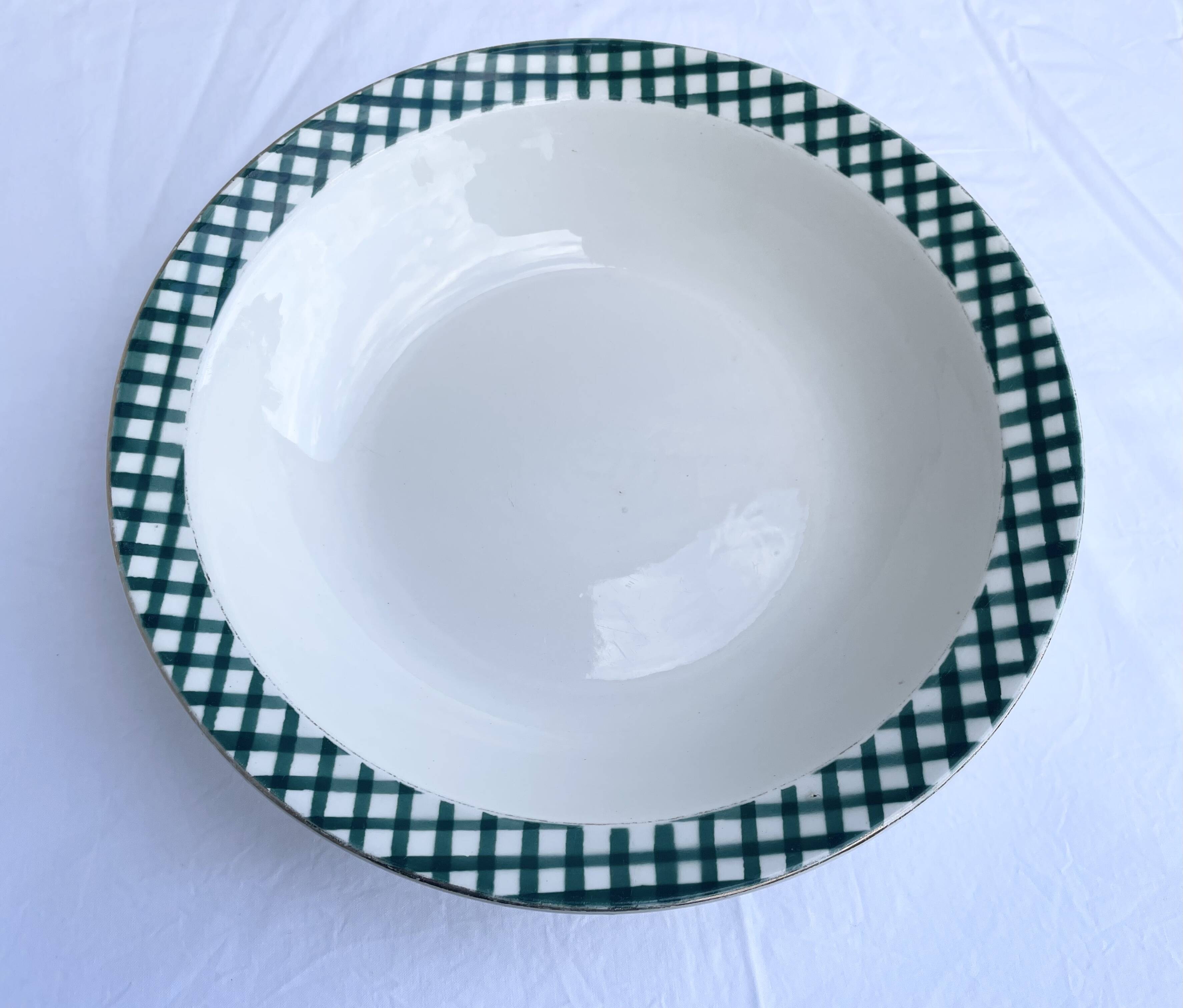 Serving dish Digoin & Sarreguemines "Scottish" pine green and gold years