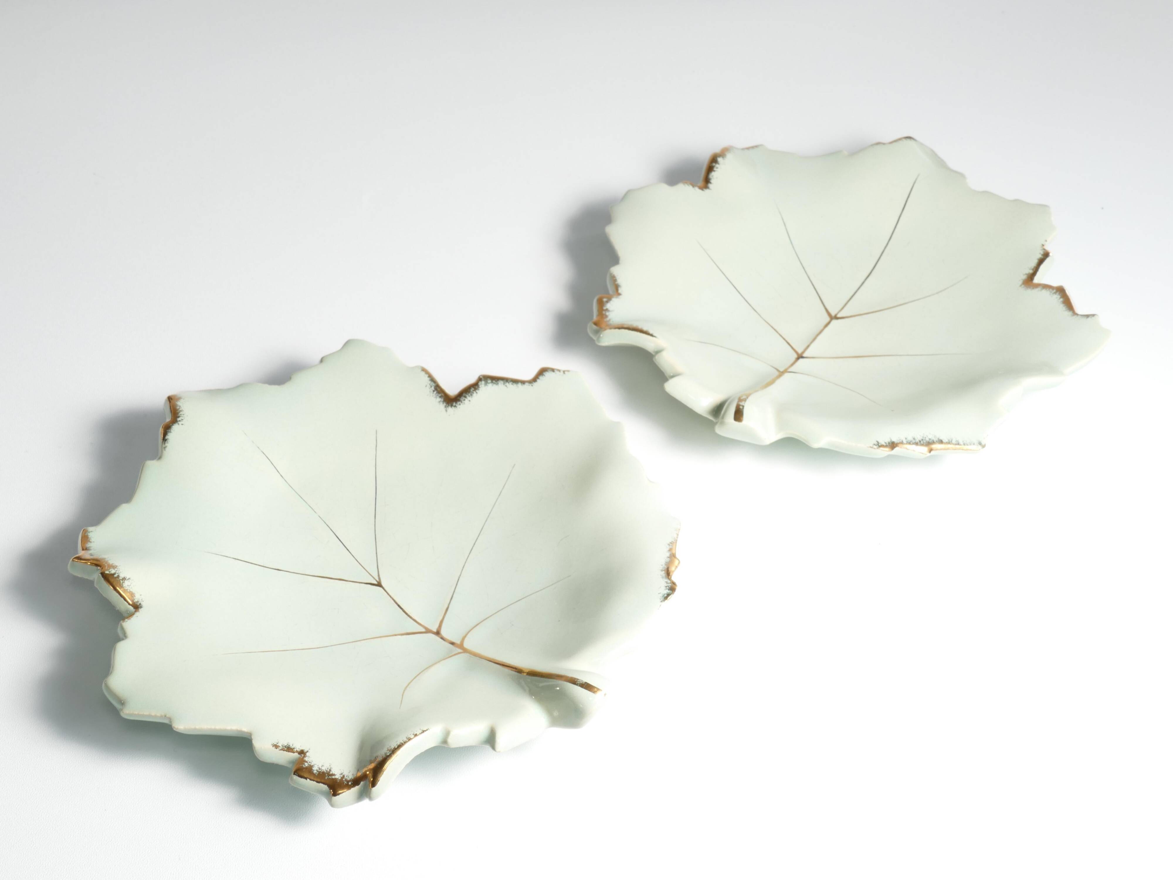 Art Deco Pistachio and Gold Leaf Plates Viloca Paris Caffarelli