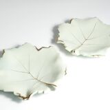 Art Deco Pistachio and Gold Leaf Plates Viloca Paris Caffarelli