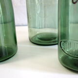 Bocaux en verre vert lot de 3 années 50