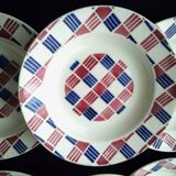 6 Saint Amand earthenware soup plates, Art Deco style
