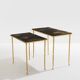 Bronze-gilded foliage side tables, Chinese lacquer, Maison Baguès, 1950.