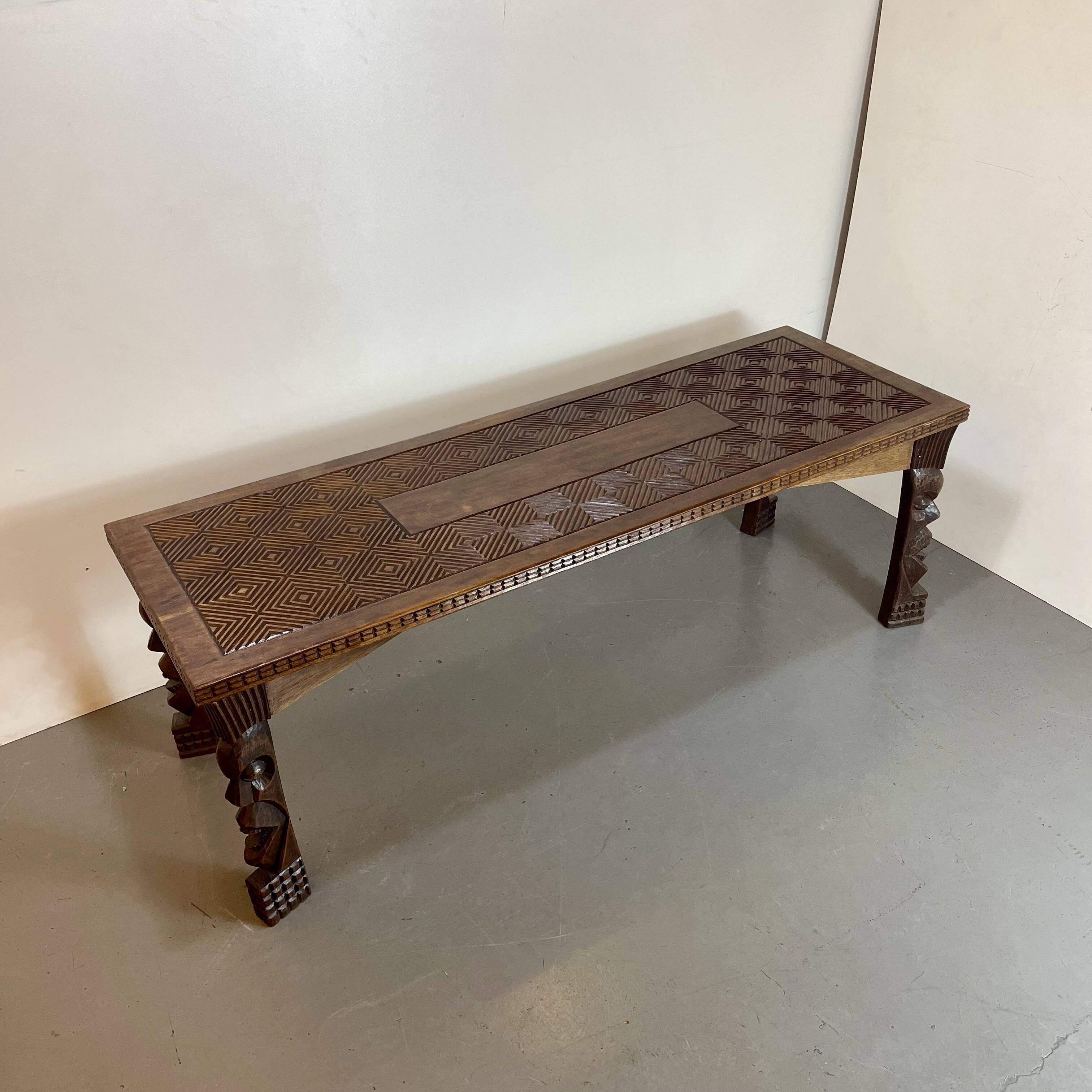 Hand-carved Congolese coffee table, 1989
