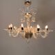 Venetian chandelier in transparent Murano glass with 10 light arms, circa 1980.