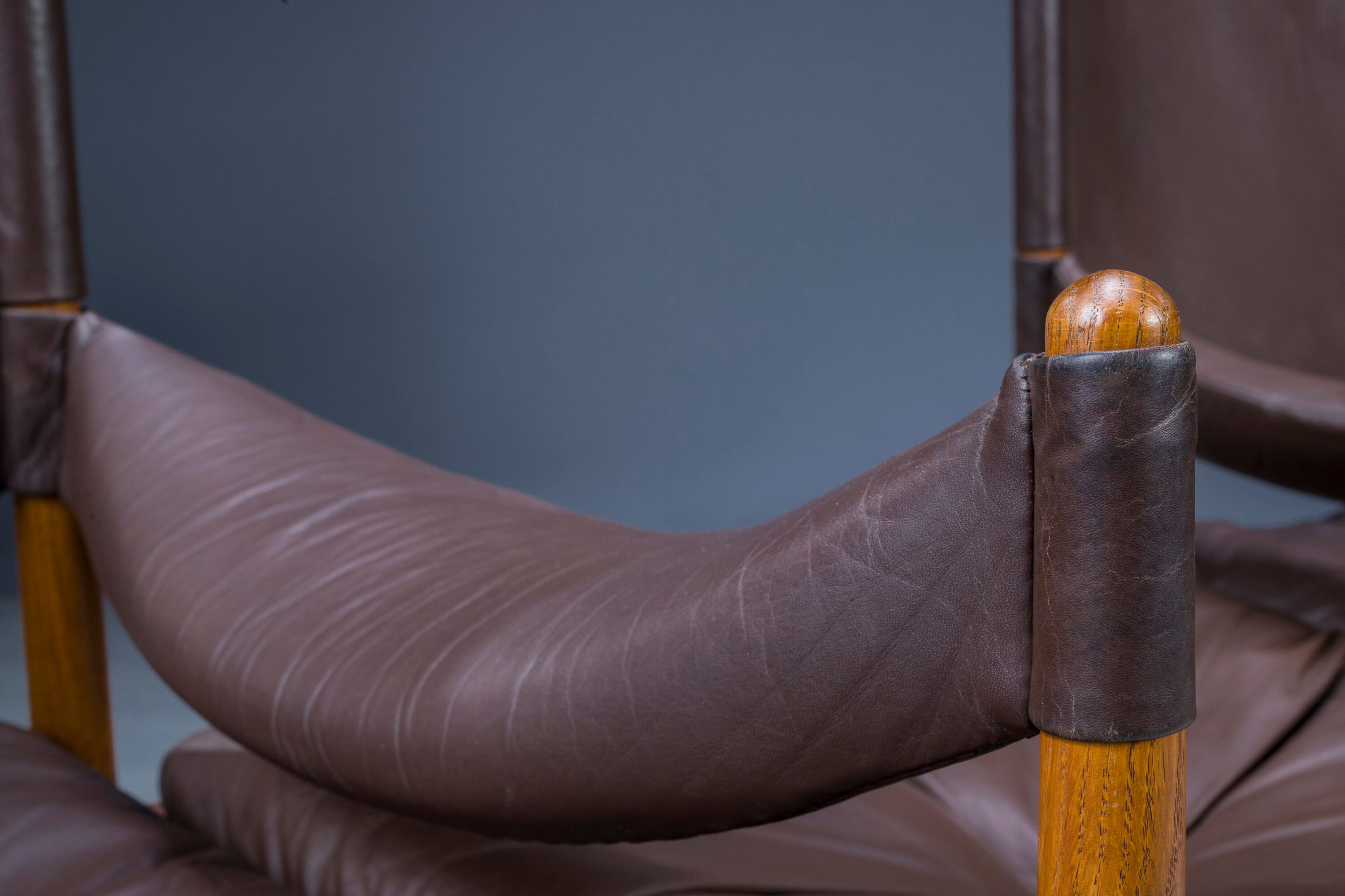 Mid-century danish oak and leather lounge chairs & ottoman by kristian vedel, 1960s, set of 3