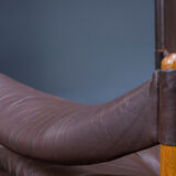 Mid-century danish oak and leather lounge chairs & ottoman by kristian vedel, 1960s, set of 3