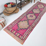 3x10 pastel pink & blue vintage rug