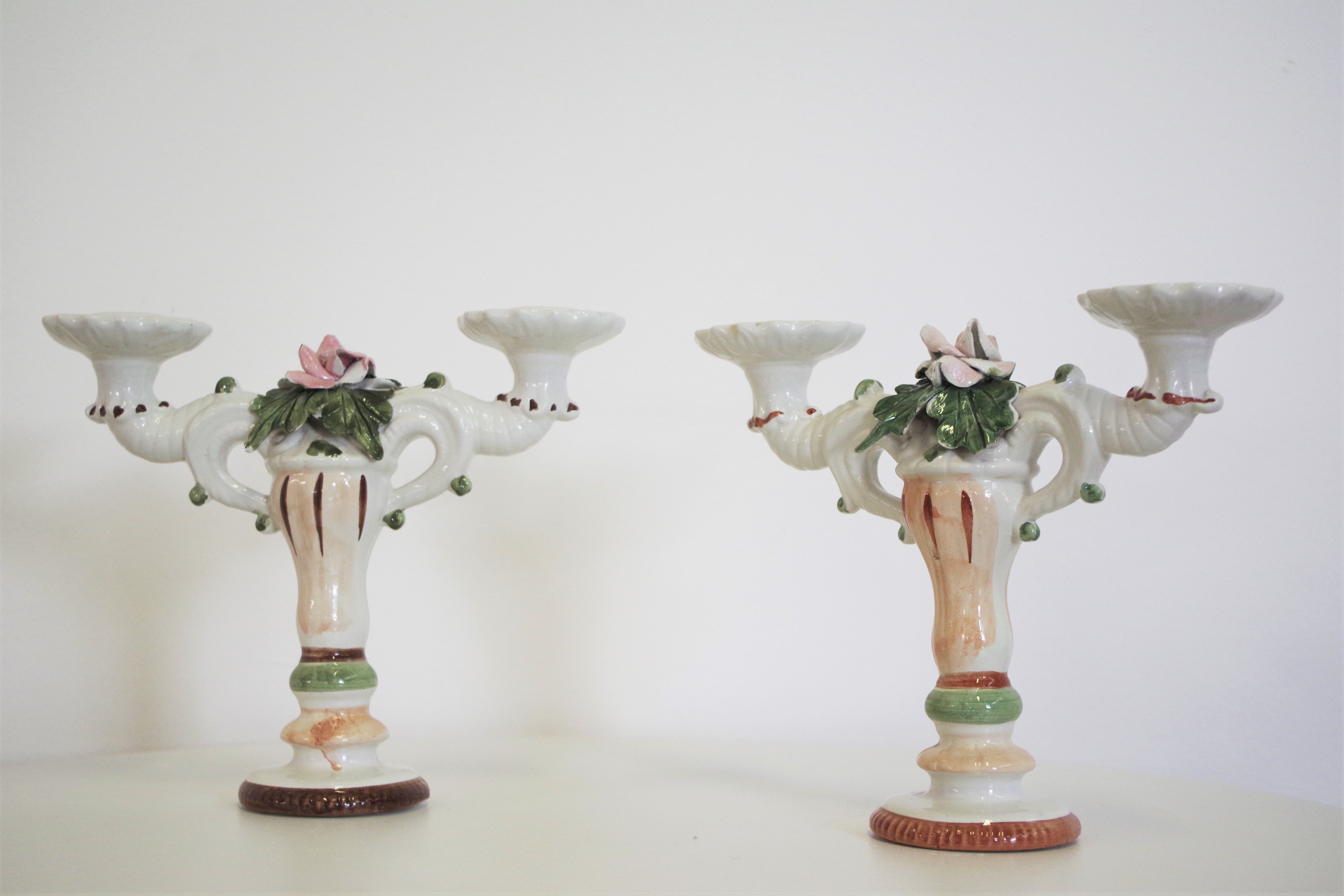 Bassano ceramic candelabra, 1970s, set of 2