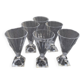 Series of 6 Arques crystal glasses, Pyramide model 1988