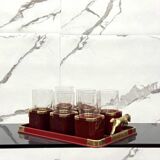 Hollywood Regency Glasses and Tray Set by Hans Turnwald, 1970s, Set of 7