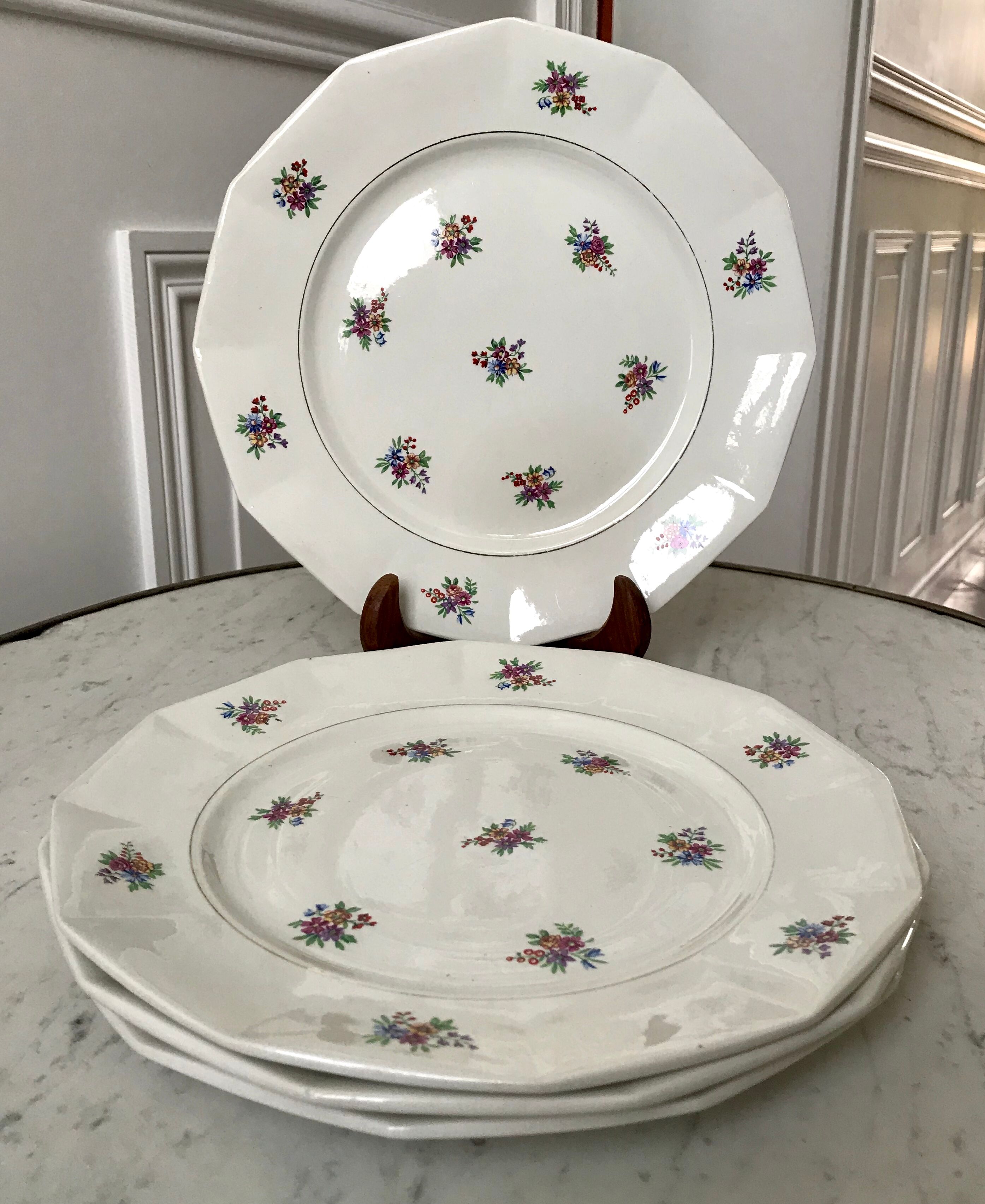 Set of 4 flat plates Céranord Saint-Amand 50s