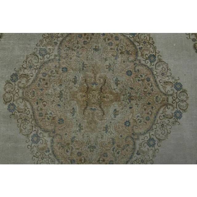 1970s Vintage Persian Handmade Wool Cotton Beige Area Rug 284x374