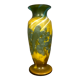 Vase in glass paste with trendy parakeets in a flowery universe signed Gallé
