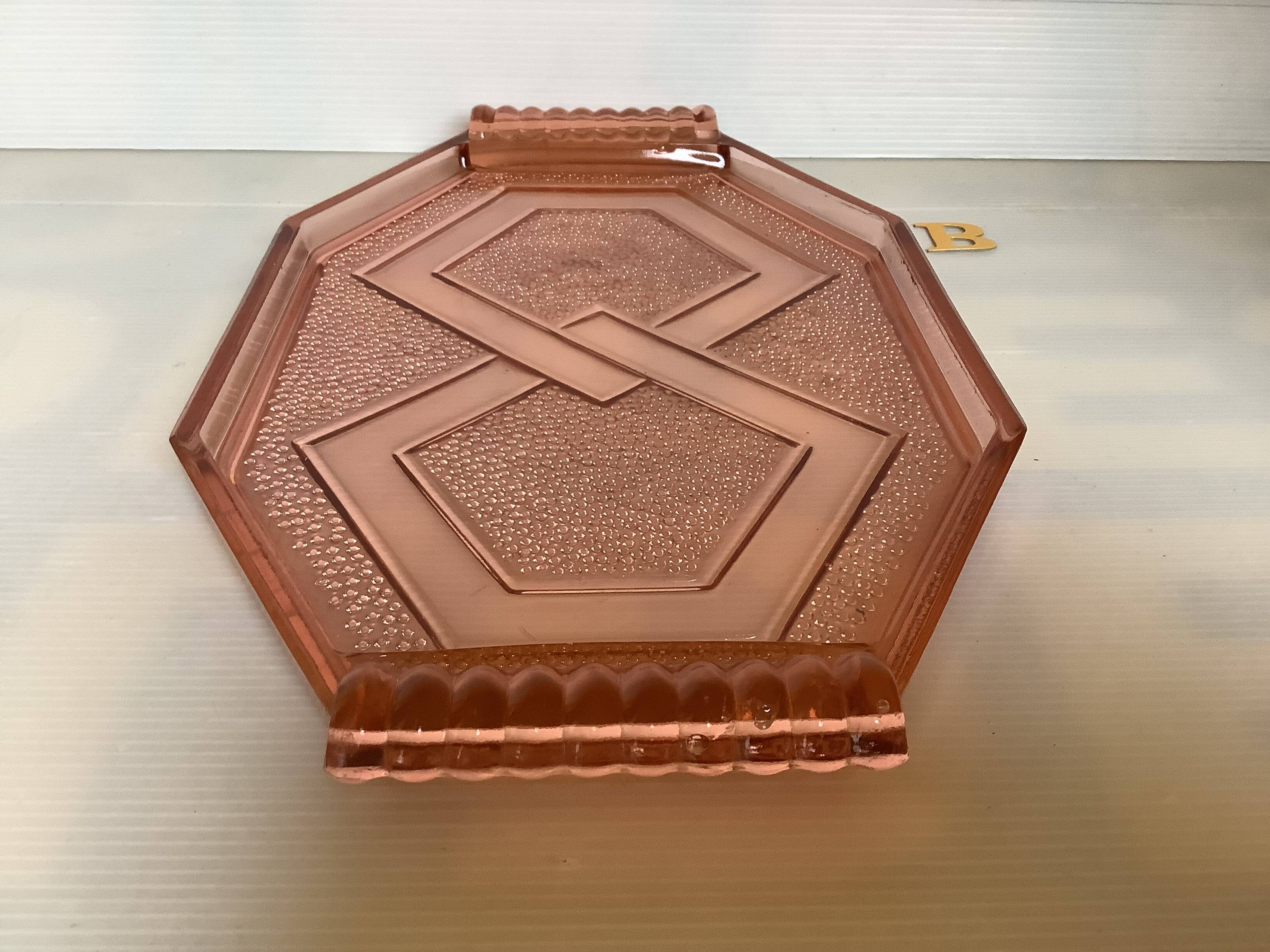 Rosaline B style pink glass tray dish