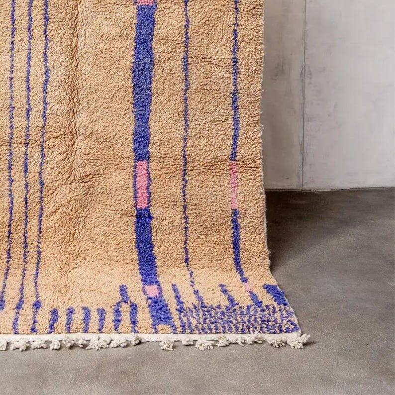 Handmade natural wool rug, size 240 x 160 cm