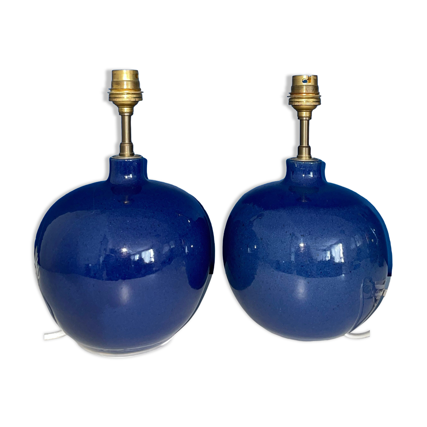 Set of 2 feet of midnight blue ceramic lamp