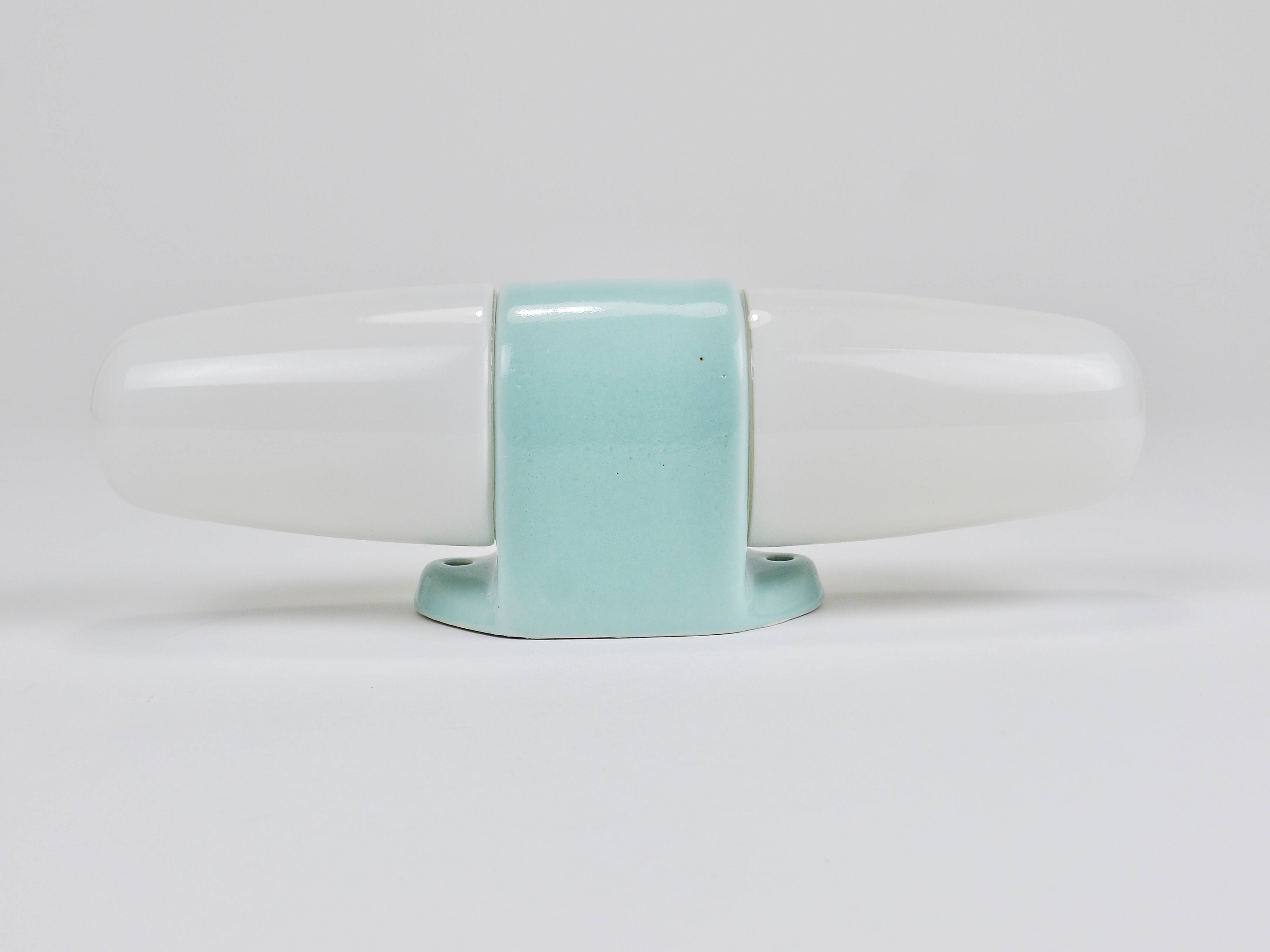 Wilhelm Wagenfeld Bauhaus Turquoise Double Sconce Wall Light, Germany, 1950