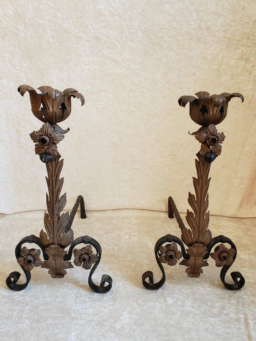 Pair of fireplace andirons, 1940