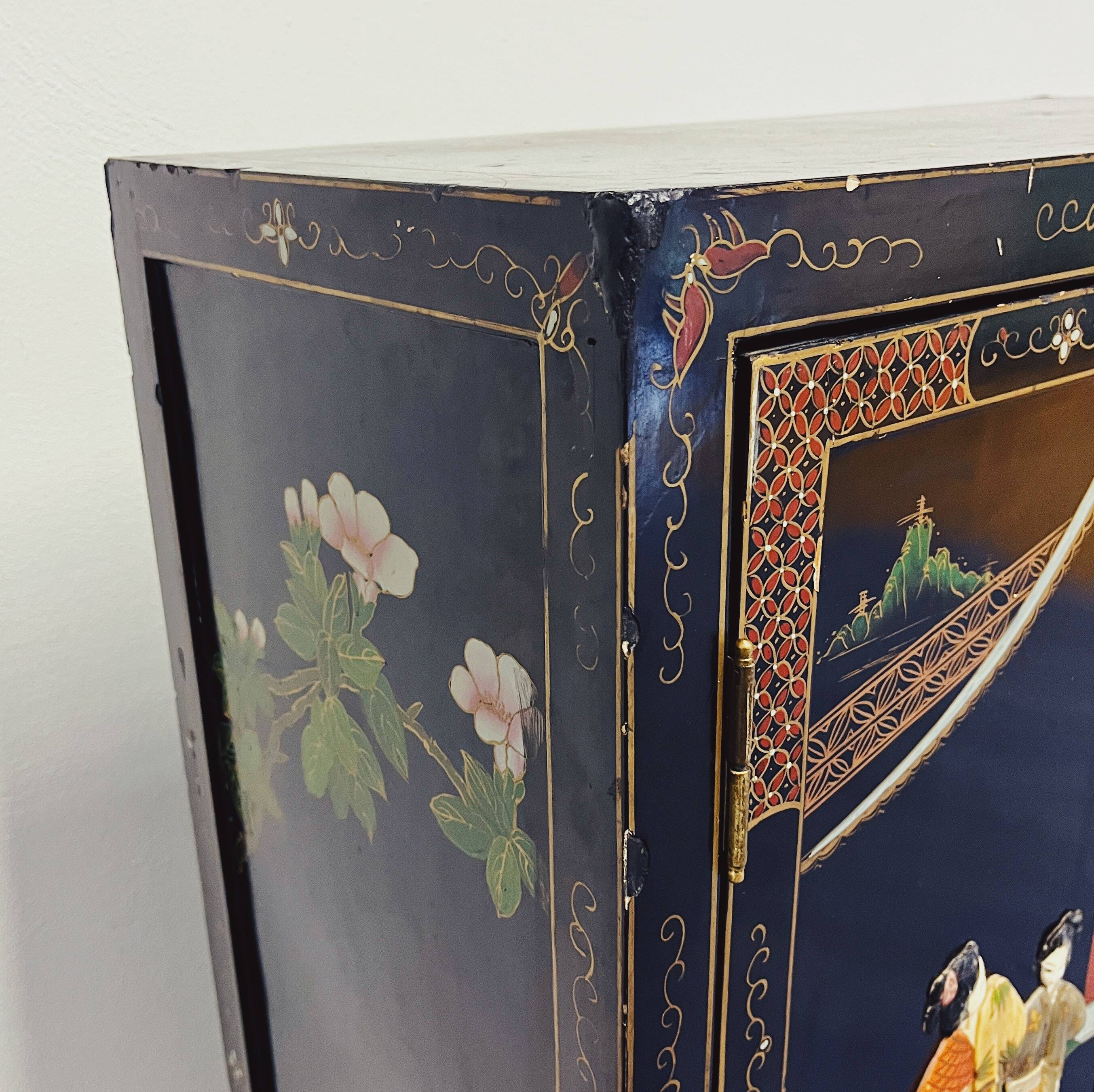 Chinese Wall Cabinet with Soapstone