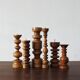 Scandinavian Wooden Candleholders, Set of 6